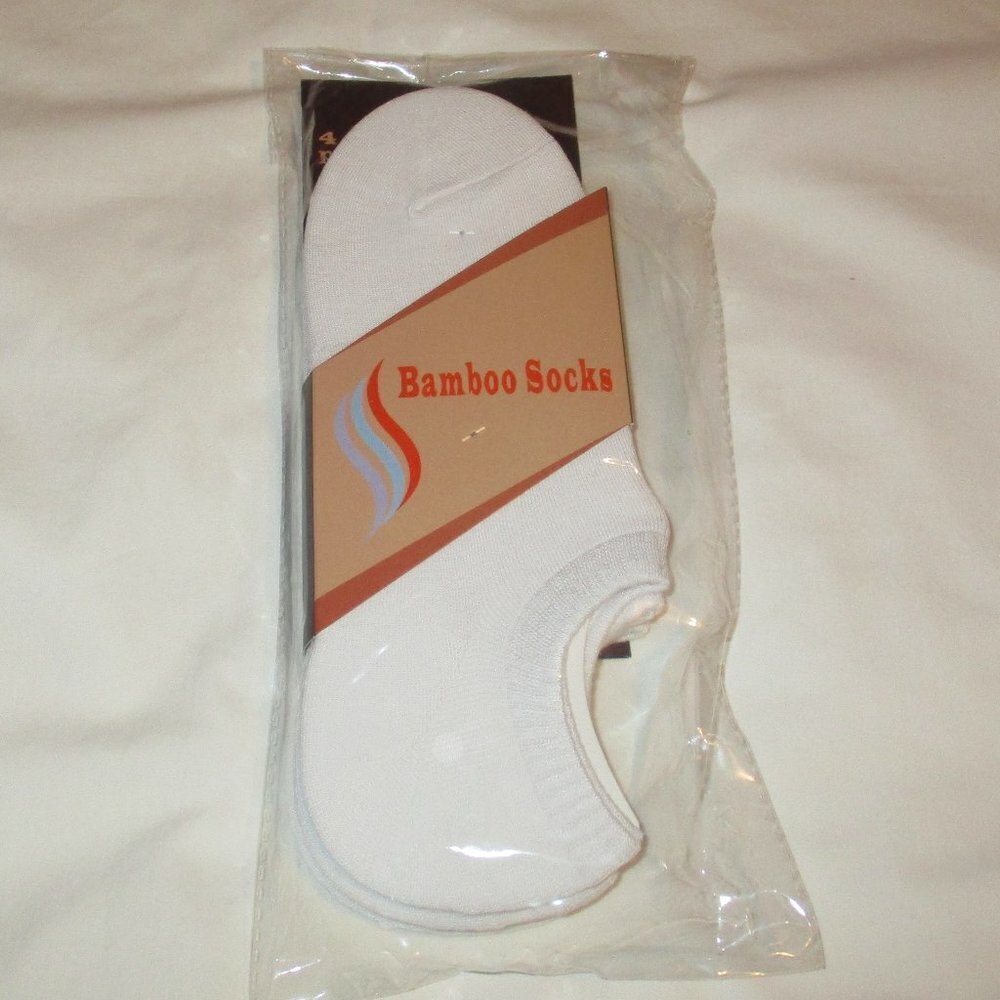 Set of 4 Pair Bamboo Infused Super Low Invisible Socks with Anti-Slip